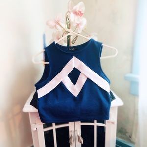 Blue & White Crop Top